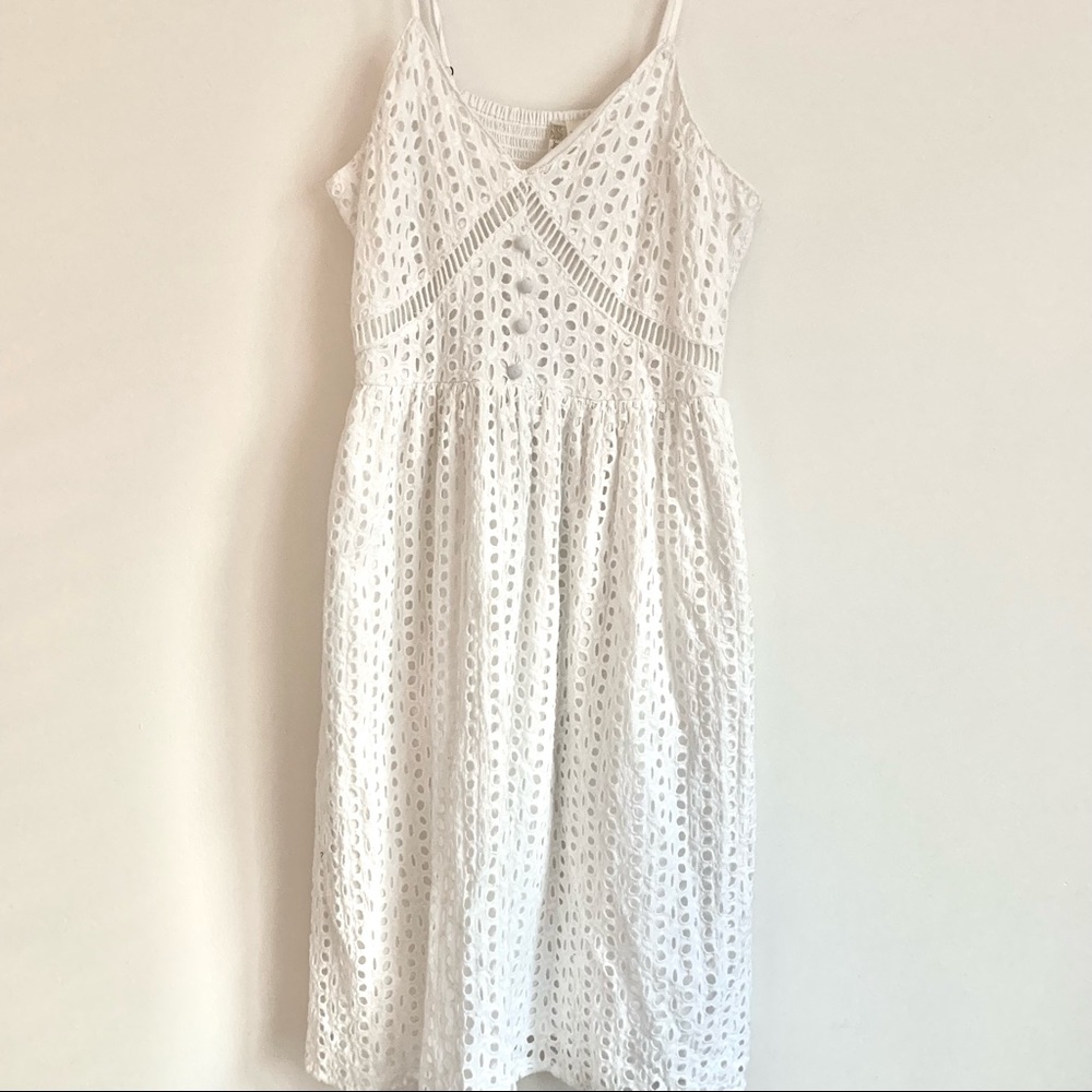 White Summer Dress with Thin Straps (NWOT)
